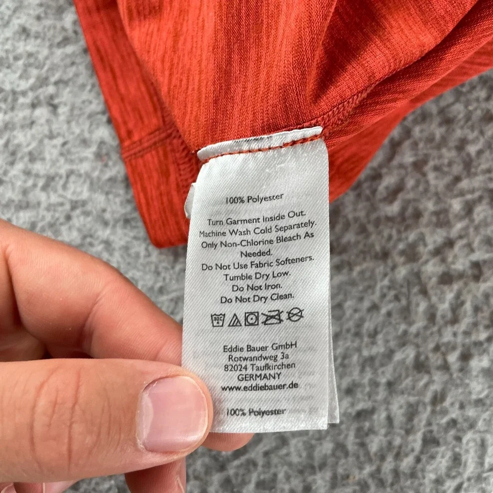 Eddie Bauer‎ Men's 1/4 Zip Pullover Sweatshirt Polyester Orange Medium FreeDry